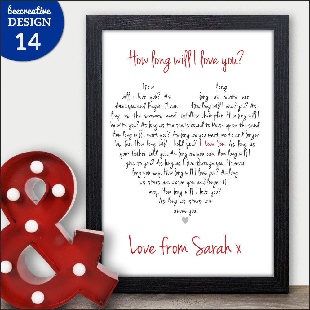 Romantic Birthday Gifts For Husband
 How Long Will I Love You Romantic Personalised Birthday
