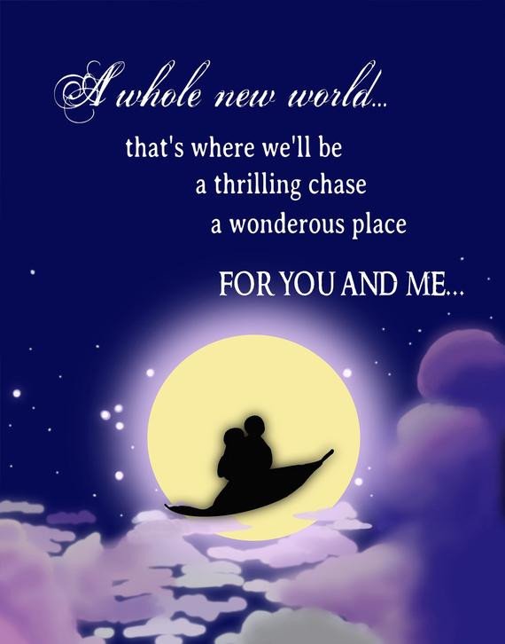 Romantic Disney Quotes
 disney princess aladdin romantic quote poster 12x15