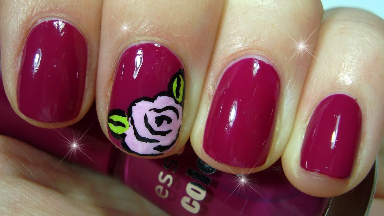 Rose Nail Art Designs
 Easy rose Nails ♥ Rose flower nail art design