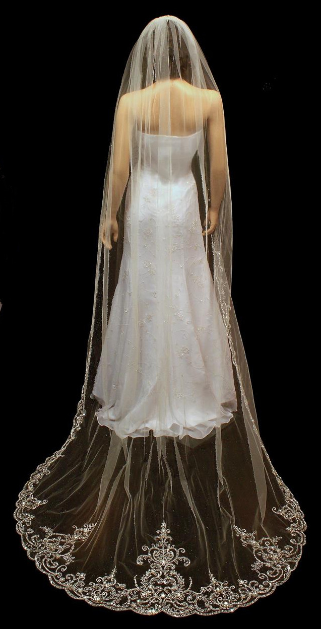 Royal Length Wedding Veils
 Royal Length 120" Beaded Embroidery Cathedral Wedding Veil