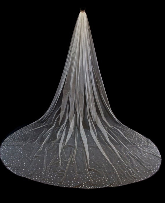 Royal Length Wedding Veils
 Royal Cathedral Length Bridal Veil with Crystal Edge by
