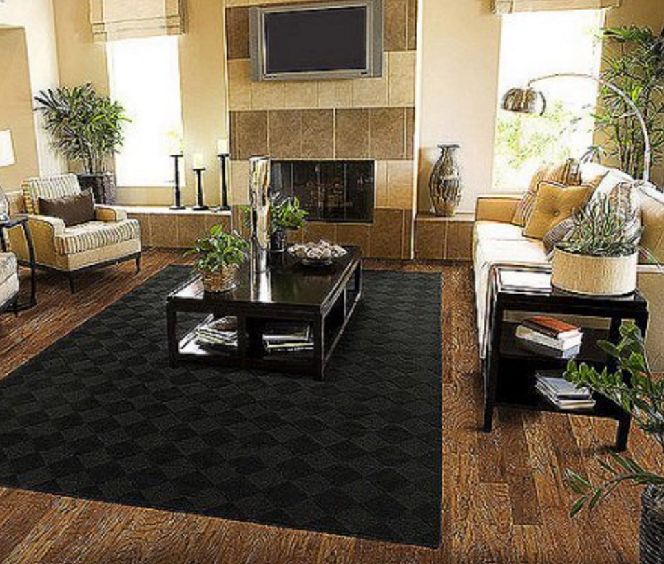 Rugs In Living Room
 Solid Black Area Rug Carpet 5 x 7 Size Rugs Floor Decor