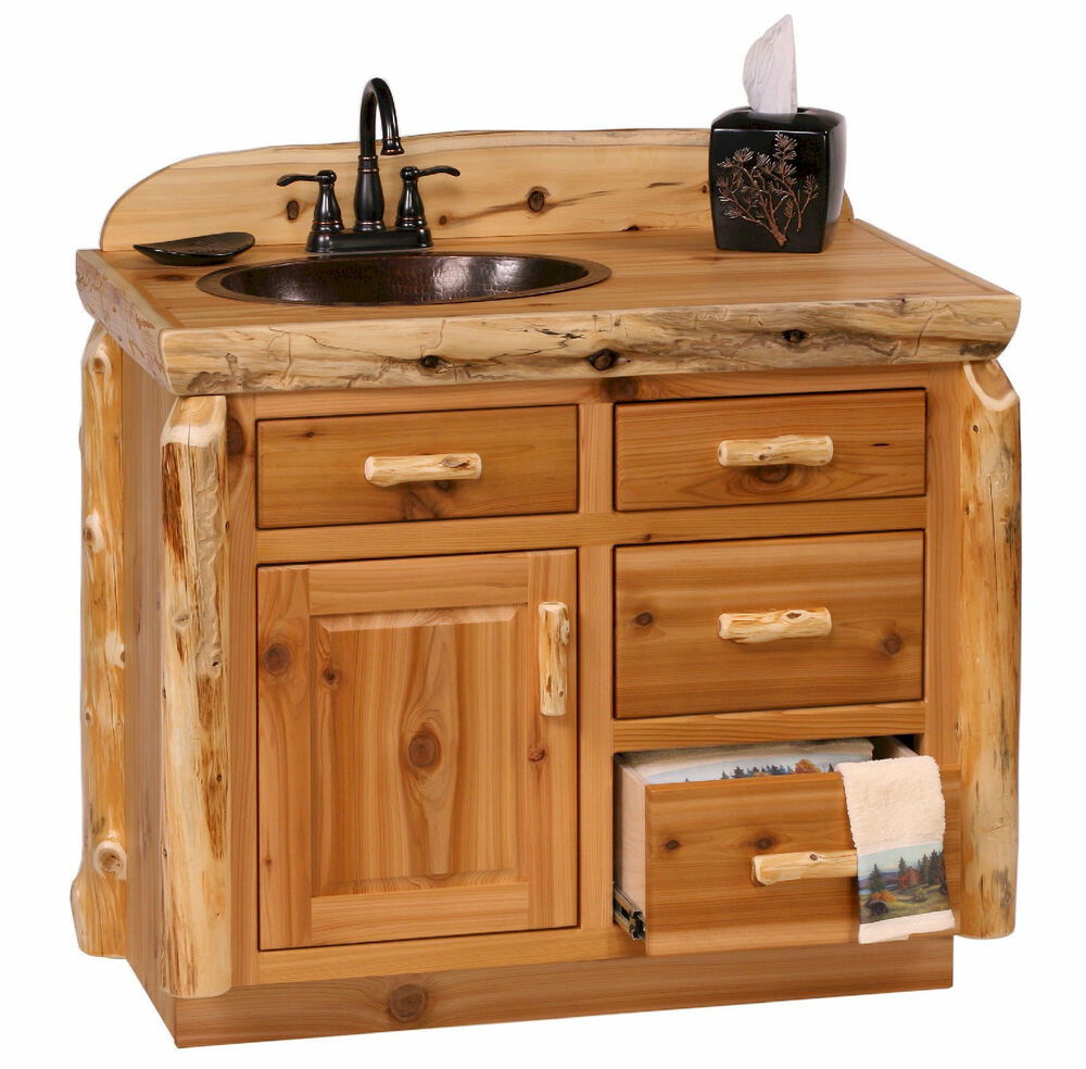 Rustic Bathroom Cabinet
 Custom Rustic Cedar Wood Log Cabin Lodge Bathroom Vanity