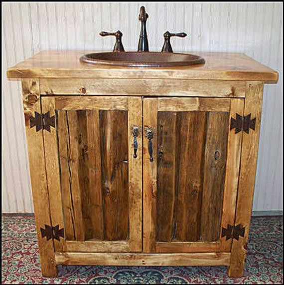 Rustic Bathroom Cabinet
 MS 1371 36 RUSTIC Split Log BATHROOM Vanity by CantonAntiques