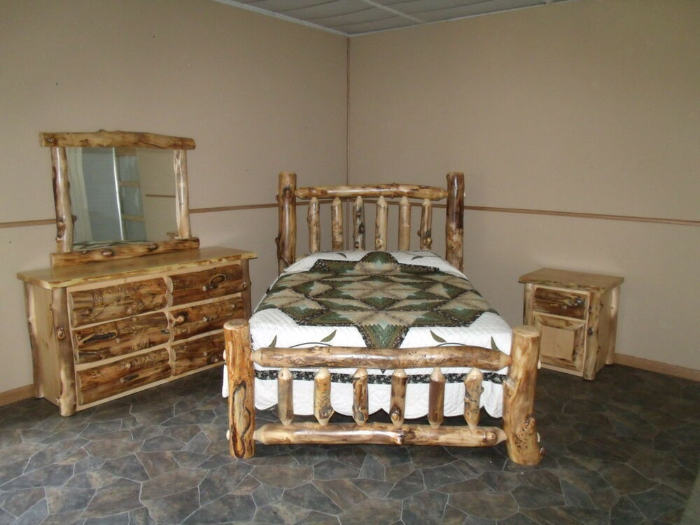 Rustic Bedroom Dresser
 Rustic Aspen Log BEDROOM SET QUEEN plete Bed Dresser