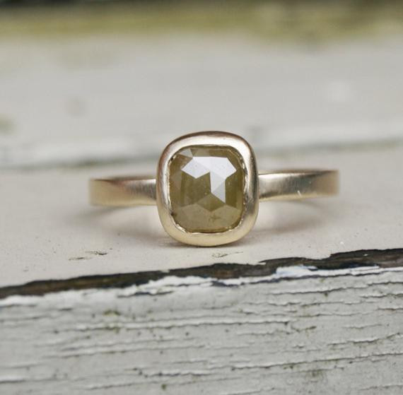 Rustic Diamond Engagement Ring
 Rose cut diamond ring set rustic diamond by karenjohnsondesign