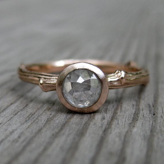 Rustic Diamond Engagement Ring
 Rustic Diamond Twig Engagement Ring Rose Gold