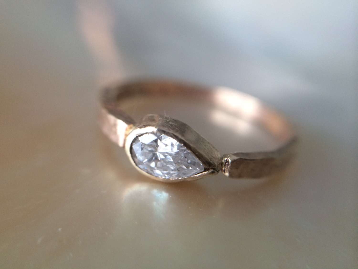 Rustic Diamond Engagement Ring
 Pear Diamond Rustic Engagement Ring Pear Diamond Conflict