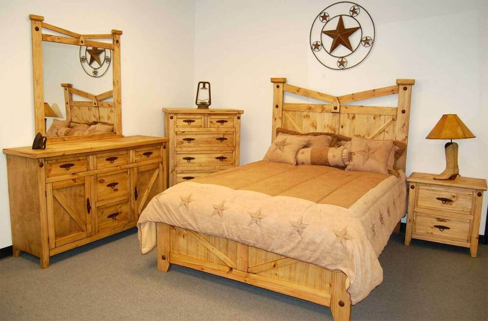 Rustic King Size Bedroom Sets
 Rustic Santa Fe Bedroom Set Queen Real Wood Western Cabin