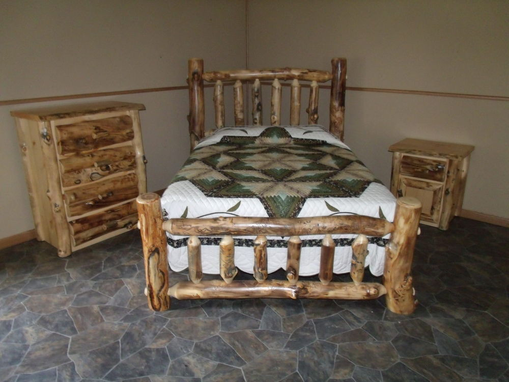 Rustic King Size Bedroom Sets
 Rustic Aspen Log BEDROOM SET KING plete Bed 4 Drawer