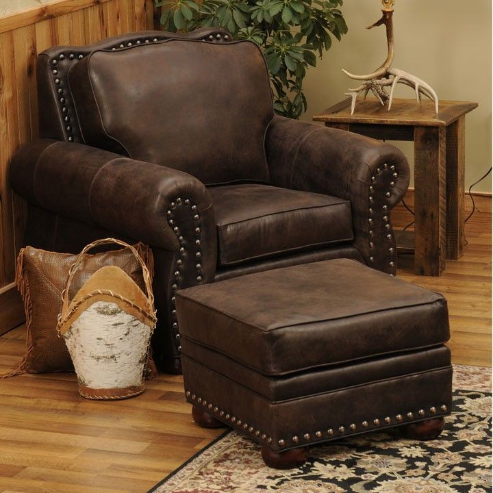 Rustic Leather Living Room Furniture
 Jerome Davis Chair & Ottoman