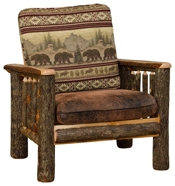 Rustic Living Room Chair
 Rustic Hickory Living Room Chair Bear Mt Fabric Rustic