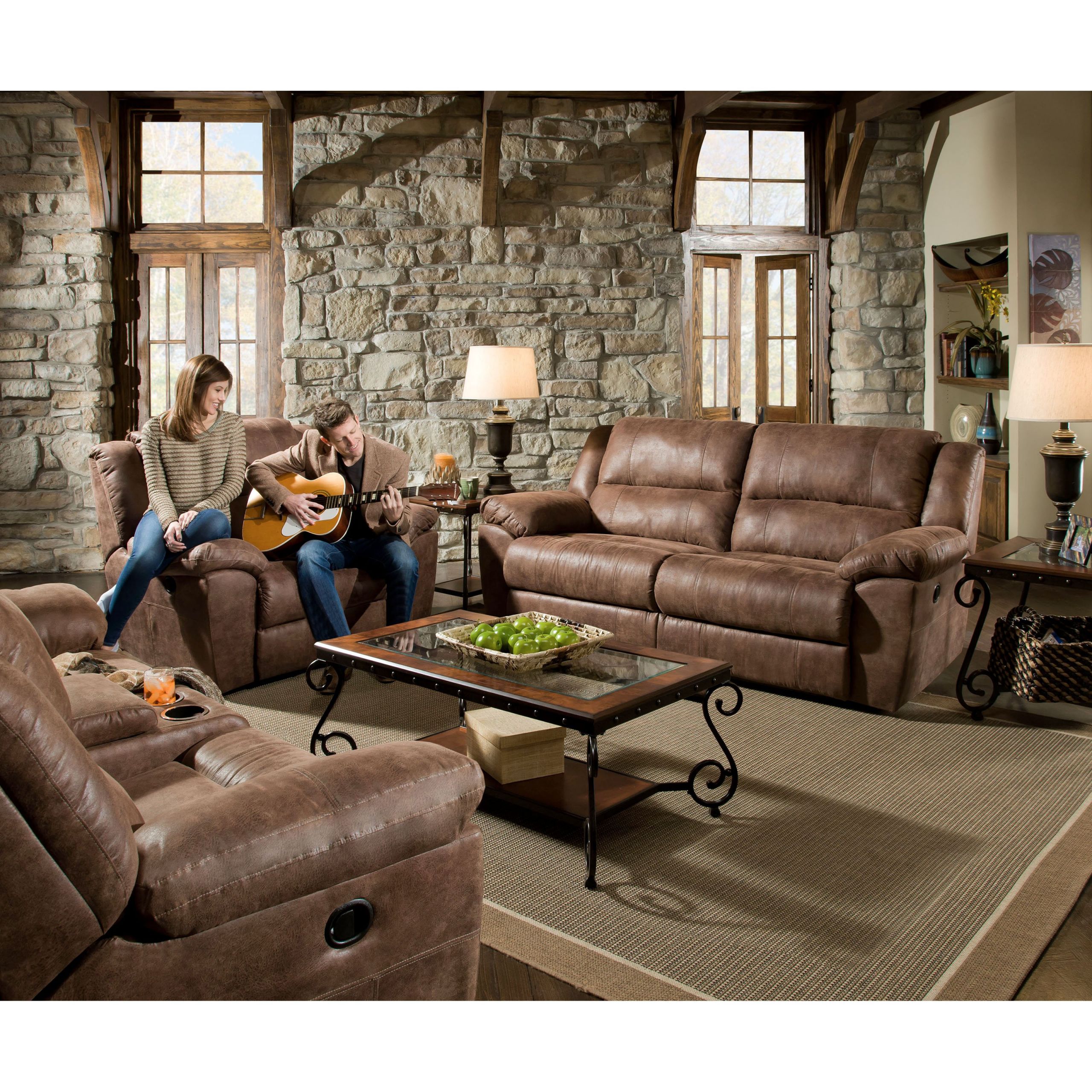 Rustic Living Room Sets
 Furniture Padded Angle Arm And Fully Padded Chaise With