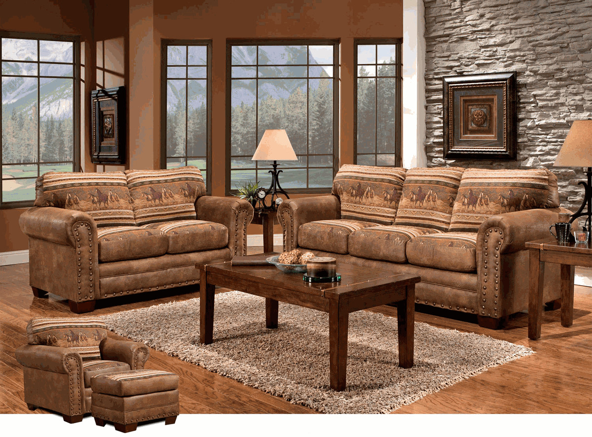 Rustic Living Room Sets
 Western Furniture Wild Horses 4 Piece Set Lone Star