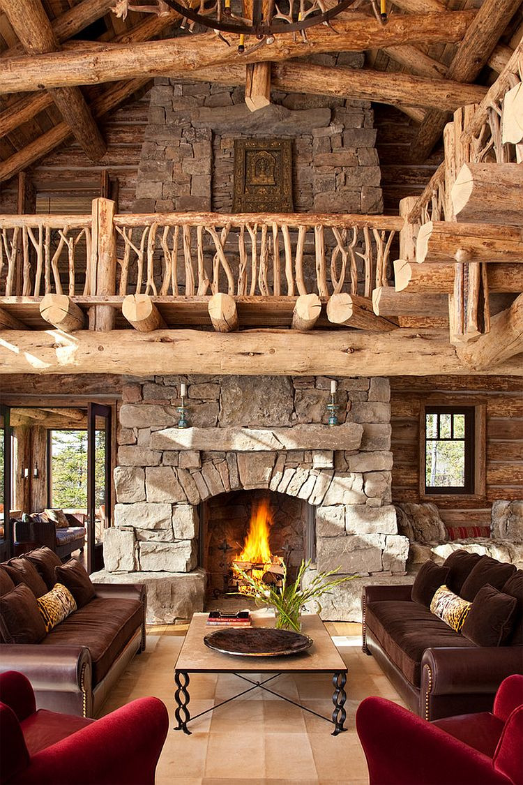 Rustic Living Room With Fireplace
 Amazing Views Meet Timeless Charm at Rustic Mountain Cabin