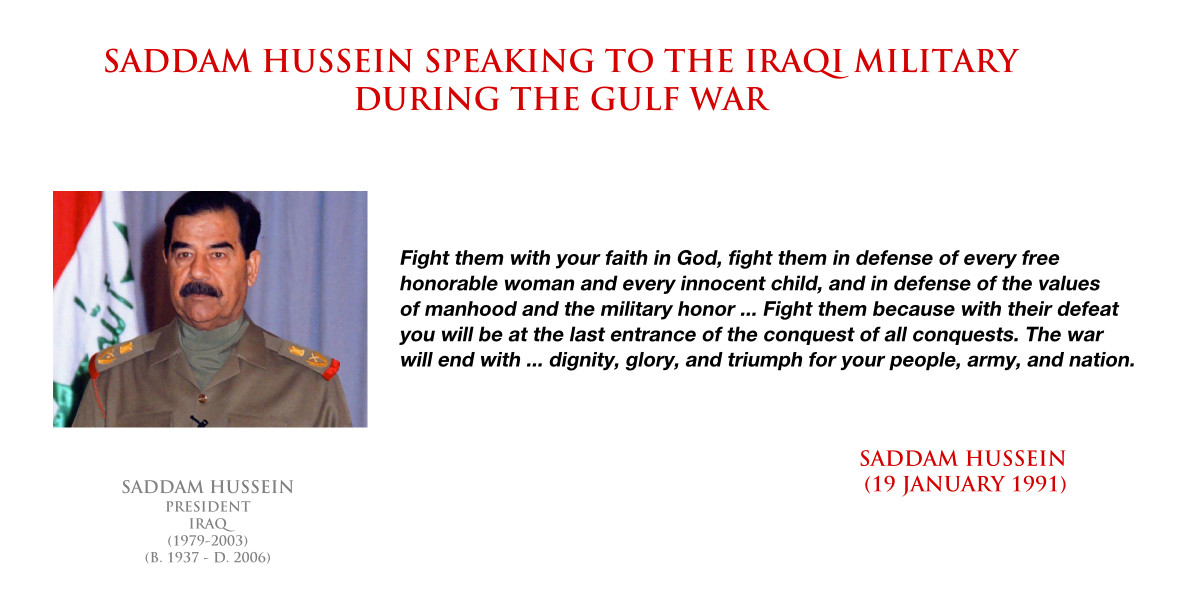 Saddam Hussein Quote
 Saddam Hussein speech to Iraqi military by YamaLama1986