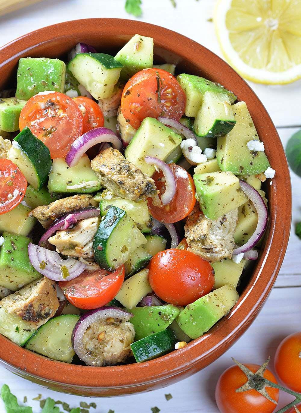 Salad Ideas For Dinner Party
 Healthy Chicken Cucumber Tomato and Avocado Salad OMG