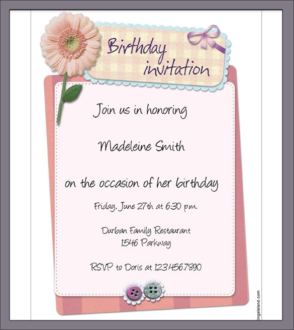 Sample Birthday Invitation
 Sample Birthday Invitation Template 40 Documents in PDF