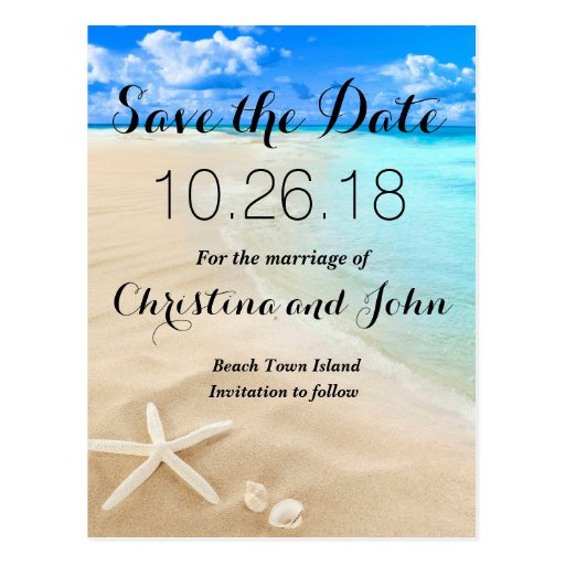 Save The Date Beach Wedding
 Starfish Destination Beach Wedding Save the Date Postcard