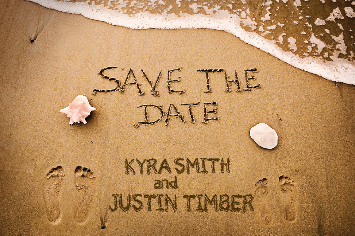 Save The Date Beach Wedding
 Sandy Beach Wedding Save the Dates Footprints in the Sand