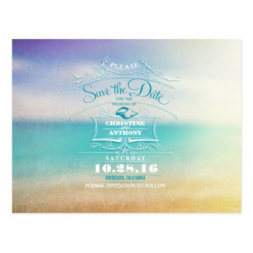 Save The Date Beach Wedding
 Beach wedding modern save the date postcards