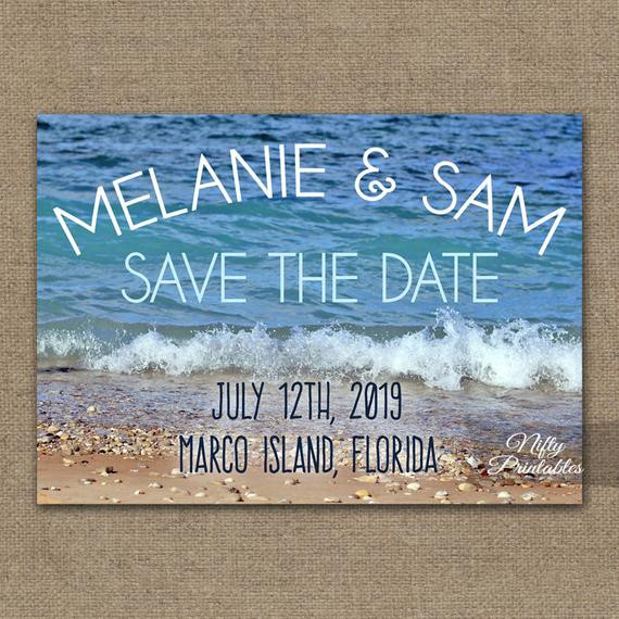 Save The Date Beach Wedding
 Beach Wedding Save The Date Invitation Modern Nautical Beach
