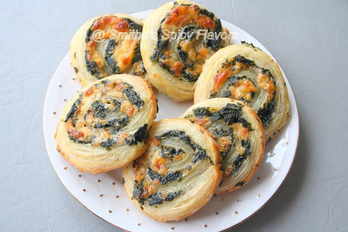 Savory Indian Pastries
 Spinach and Cheese Puff Pastry Pinwheels for Team India