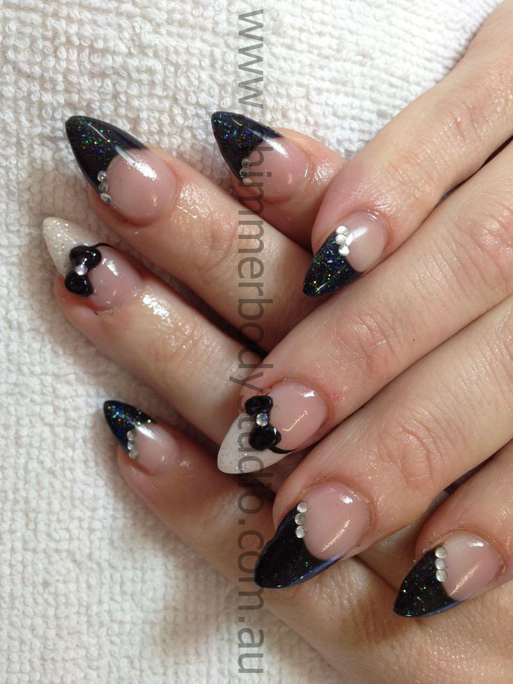 Sculpted Nail Designs
 Gel nails black and white nails glitter nail art 3d