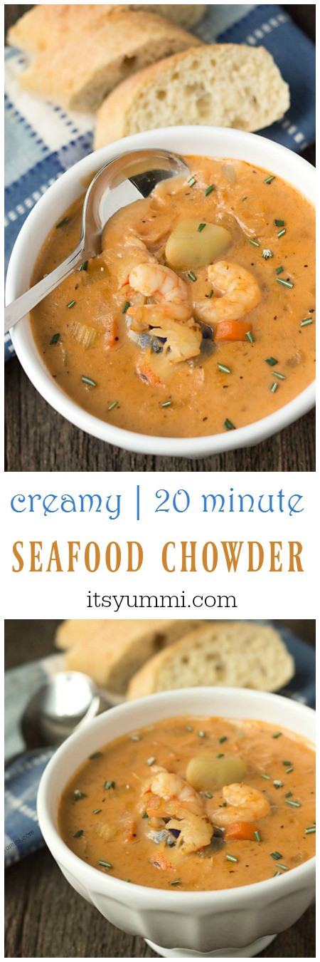 Seafood Chowder Recipe Easy
 Creamy Seafood Chowder w Homemade Seafood Stock ⋆ Its Yummi