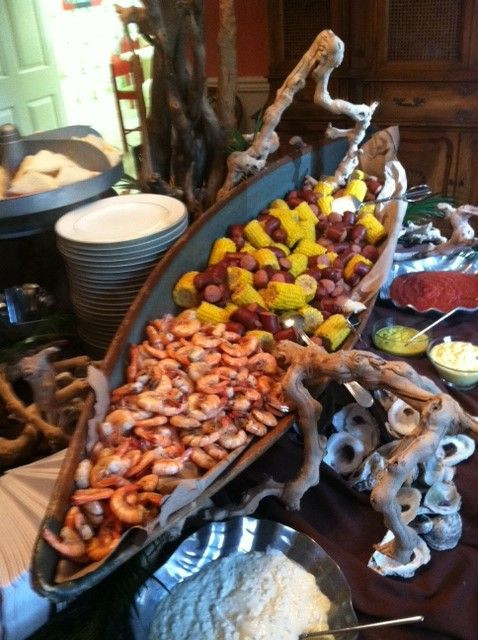 Seafood Dinner Party Ideas
 Lowcountry Boil served in a canoe