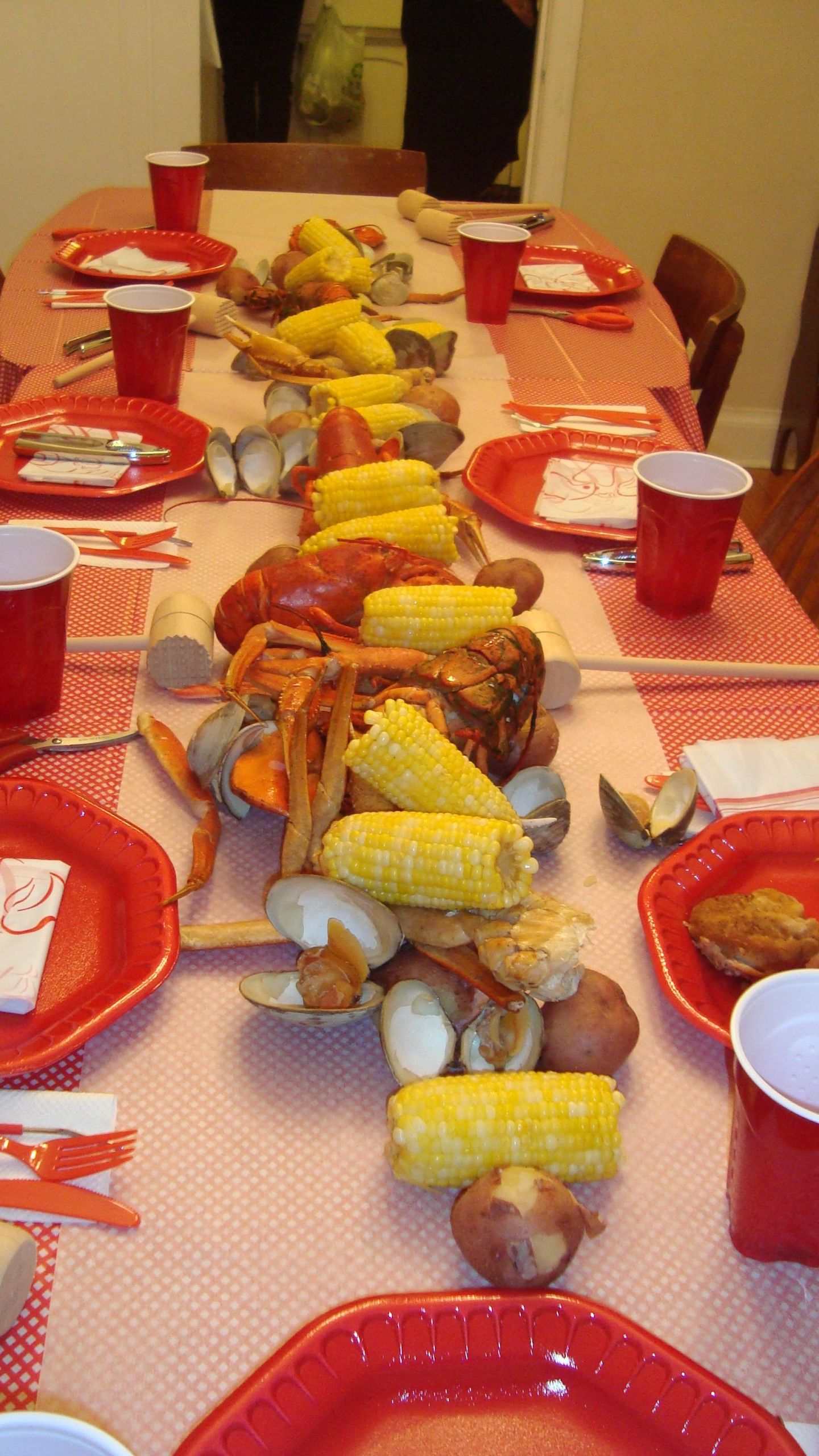 Seafood Dinner Party Ideas
 seafood boil party paper lined table easy clean up