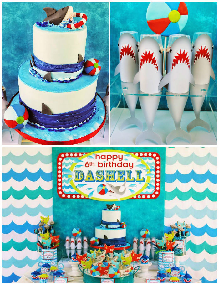 Shark Birthday Decorations
 Kara s Party Ideas Wet n Wild Shark themed birthday