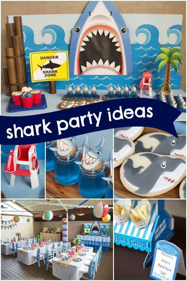 Shark Birthday Decorations
 Boy s Shark Themed Beach Bash Birthday Party Spaceships