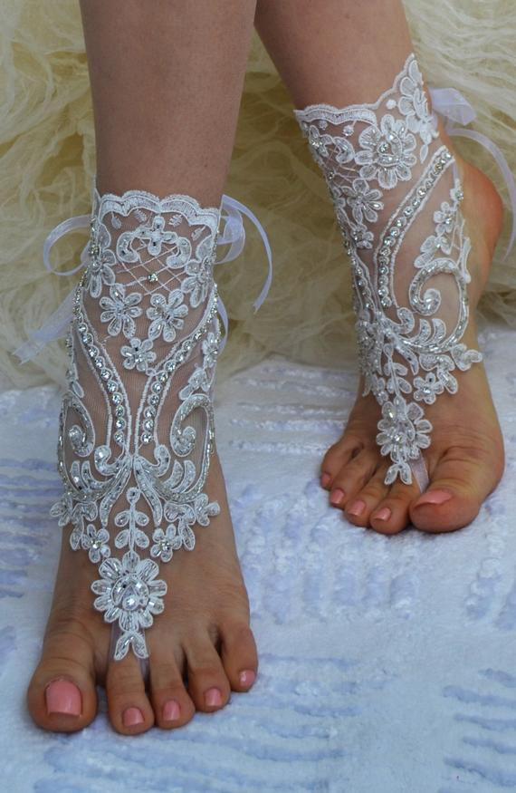 Shoes For Beach Wedding
 ivory Beach wedding barefoot sandals by newgloves on Etsy