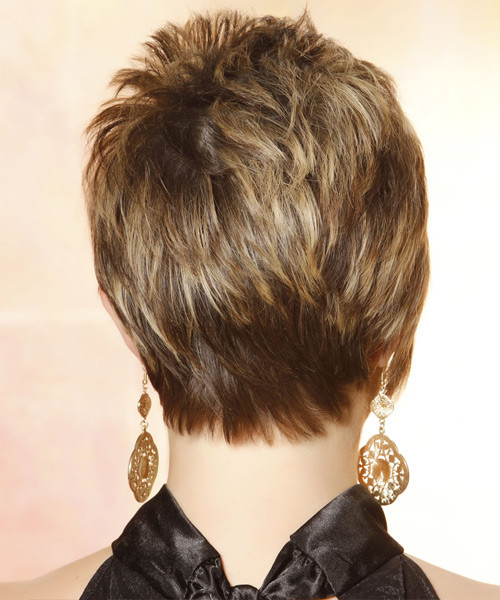 Short Haircuts From The Back
 Short Straight Caramel Brunette Hairstyle with Side Swept