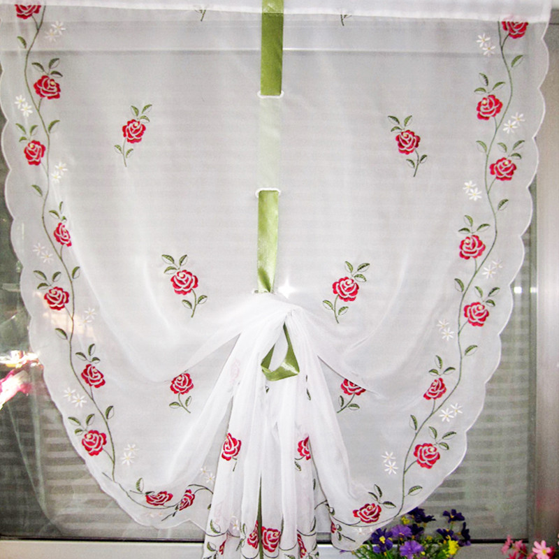 Short Kitchen Curtains
 Cafe kitchen curtains embroidered valances sheer voile