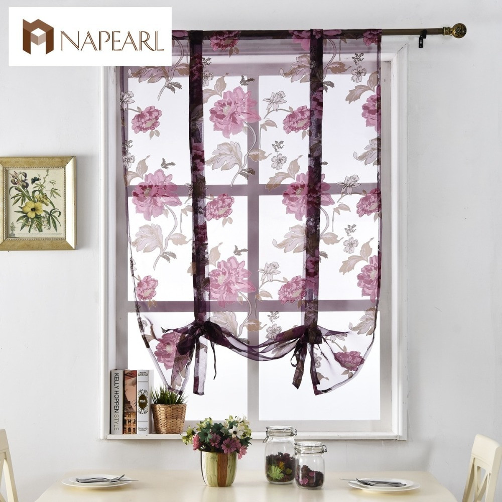 Short Kitchen Curtains
 NAPEARL Floral roman curtains short kitchen valance