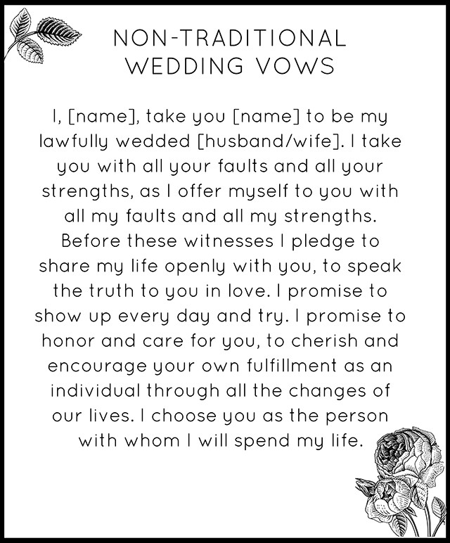 Short Simple Wedding Vows
 Modern Non Traditional Wedding Vows Snippet & Ink