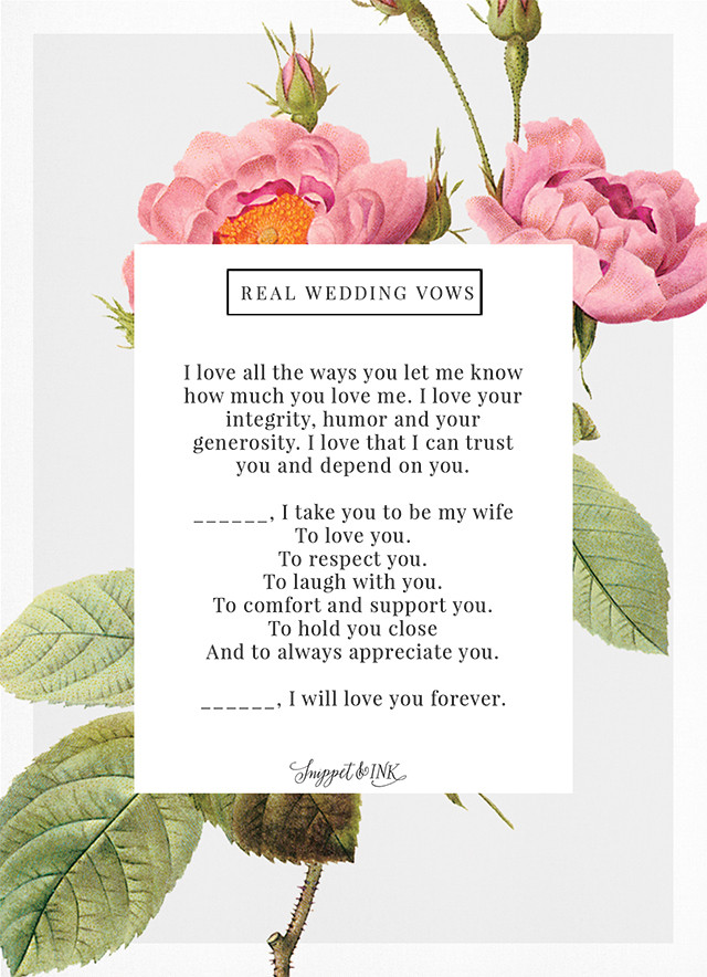Short Simple Wedding Vows
 Real Wedding Vows that are Thoughtful & Simple Snippet & Ink