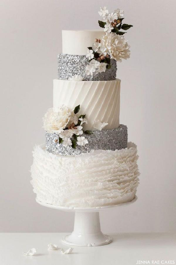 Silver And White Wedding Cakes
 50 Silver Winter Wedding Ideas for Your Big Day