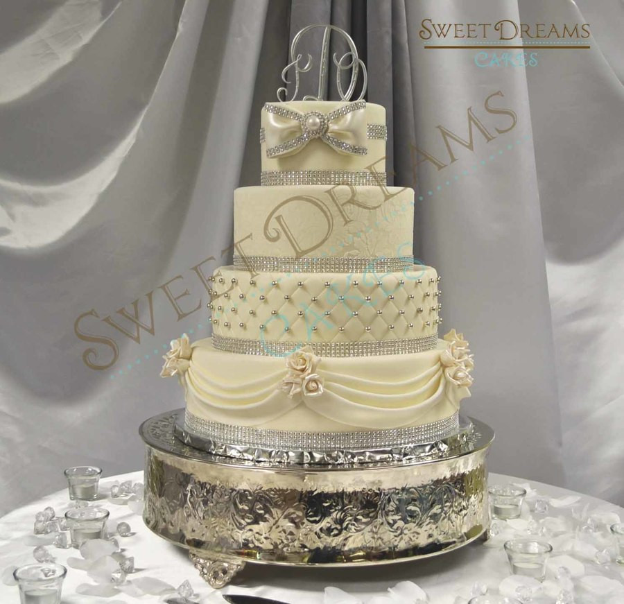 Silver And White Wedding Cakes
 White And Silver Wedding Cake CakeCentral