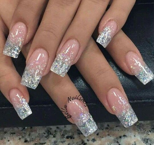 Silver Glitter Acrylic Nails
 Pin by Chanda on Makeup & Nails in 2019