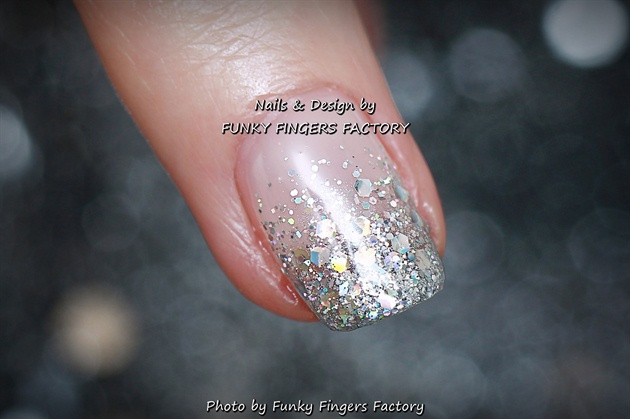 Silver Glitter Ombre Nails
 Gelish Silver Glitter Ombre nails Nail Art Gallery