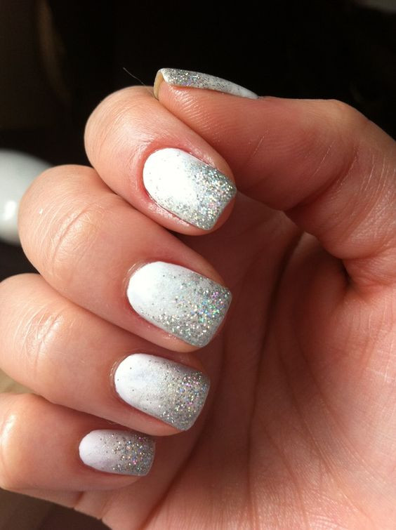 Silver Glitter Ombre Nails
 Be Fun and Fabulous with this Top 50 Glitter Ombre Nails