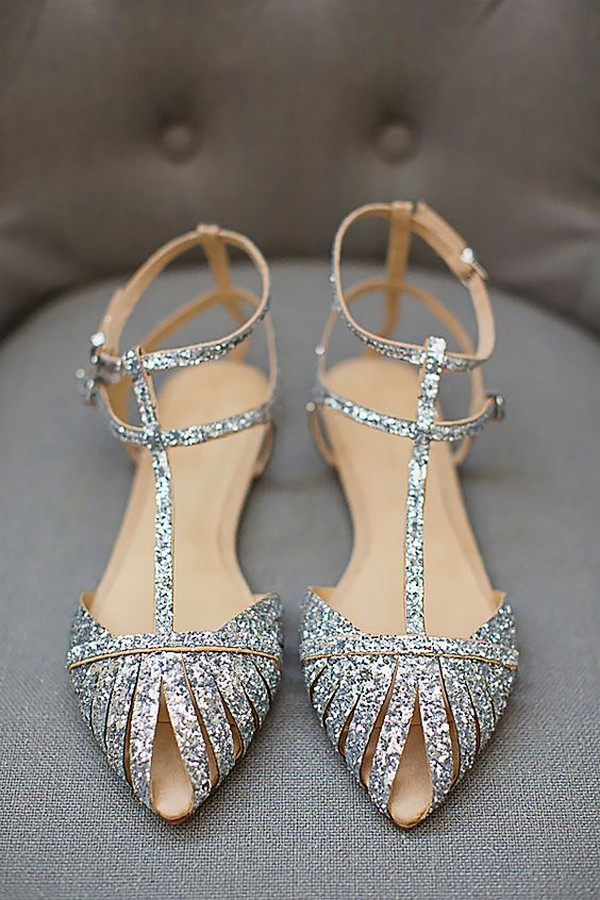 Silver Sparkly Wedding Shoes
 20 Adorable Flat Wedding Shoes for 2018 EmmaLovesWeddings