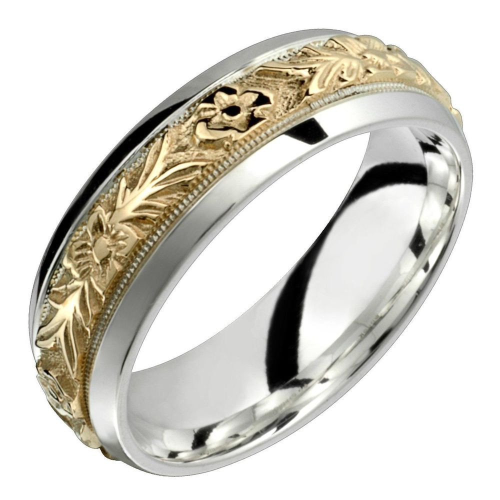 Silver Wedding Rings For Him
 10k Gold with 925 Sterling Silver Ring 7mm Wide