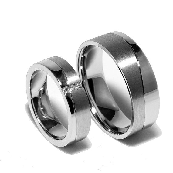 Silver Wedding Rings For Him
 Two Matching Sterling Silver Wedding Bands by