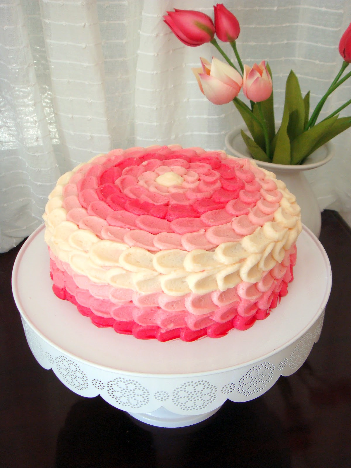 Simple Birthday Cake Decorating Ideas
 butter hearts sugar Pink Ombre Vanilla Cake