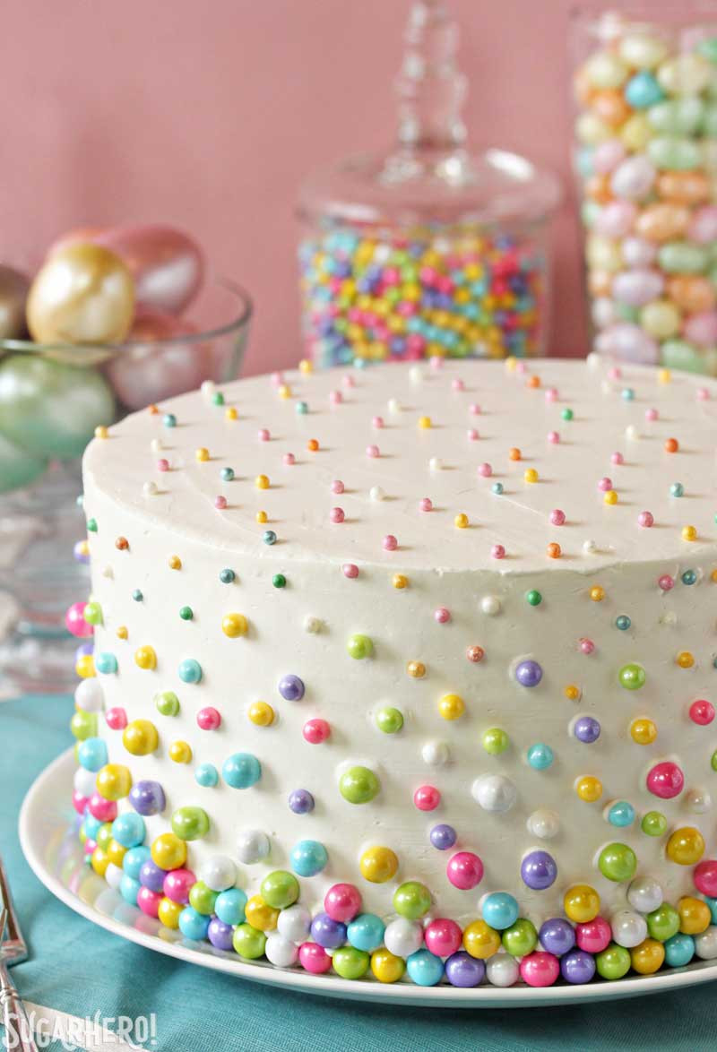 Simple Birthday Cake Decorating Ideas
 Easter Polka Dot Cake SugarHero