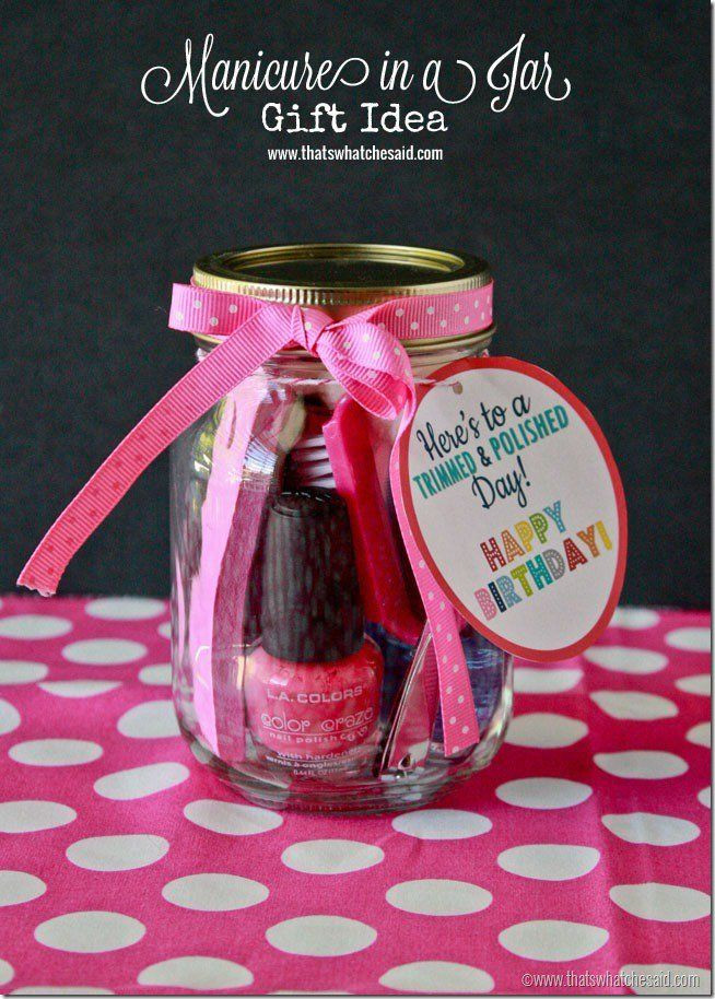 Simple Birthday Gift Ideas
 Manicure in a Jar Gift Idea Printable